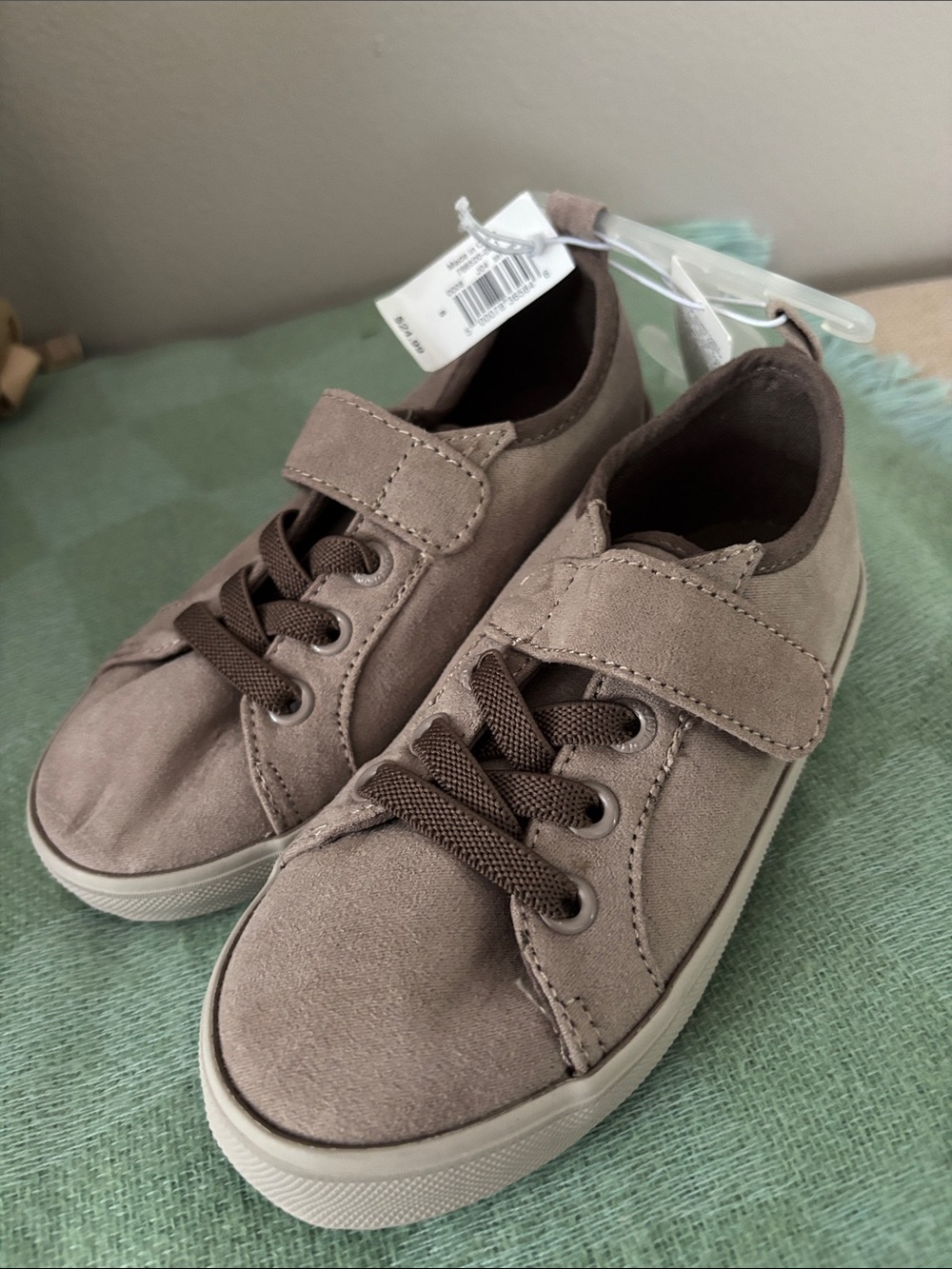 Old Navy Taupe Kids Dress Sneakers with Hook-and-Loop Strap